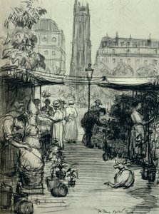 De bloemenmarkt, 1915 door Frank Milton Armington