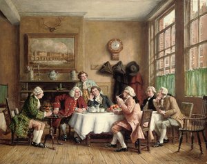 Dr. Johnson bij de Cheshire Cheese, Fleet Street door Frank Moss Bennett