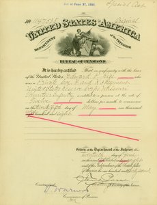 Kennisgeving van recht op pensioen aan Edward Parker Rice, 20 juni 1908 door Frank Pierce