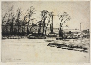 Een winterse storm op het Stourbridge-kanaal