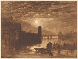 Maanlicht op een rivier door Frank Short, after Joseph Mallord William Turner