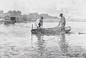 Norfolk Broads: Het ophalen van de palingpotten door Frank Southgate
