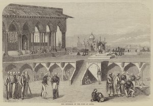 Het interieur van het fort in Agra door Frank Vizetelly