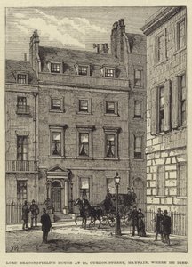 Het huis van Lord Beaconsfield op 19, Curzon-Street, Mayfair, waar hij stierf door Frank Watkins