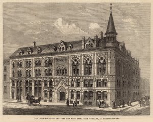 Nieuw Dokhuis van de East and West India Dock Company in Billiter Square door Frank Watkins
