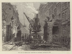 Het Laatste van Temple Bar, geschetst op zaterdag 12 januari 1878 door Frank Watkins