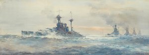 H.M.S. Queen Elizabeth Slagsquadron door Frank Watson Wood