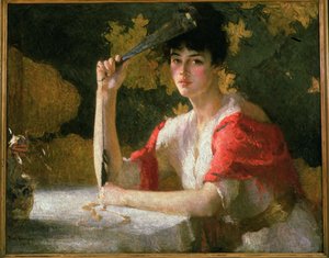 Rood en goud door Frank Weston Benson