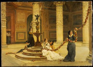 De ochtend van het festival - Centraal Italië, 1876 door Frank William Warwick Topham