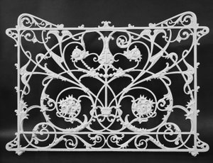 Sectie van balkonreling van Mecca Apartment Building, 34th en State Streets, Chicago, Illinois, 1891-92