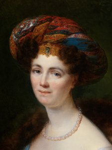 Detail van portret van Josephine Victoire Meslier-Duvey door François Joseph Kinsoen