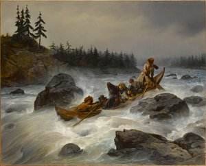 De hertog van Orleans op de Muonio-rivier in Lapland, augustus 1795, 1840 door François August Biard