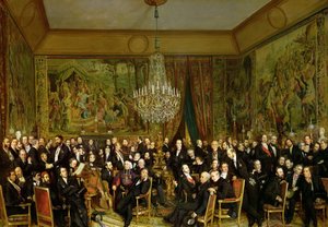 De Salon van Alfred Emilien, Graaf de Nieuwerkerke 1811-1892 in het Louvre, 1855 door François August Biard