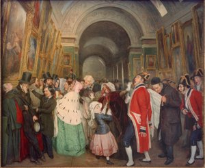 Vier uur, in de salon. (Sluiting van de jaarlijkse salon van schilderkunst) door François Auguste Biard