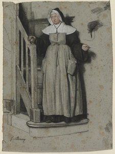De toelatingsbrief, interieur van een klooster, ca. 1867 door François Bonvin