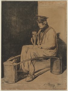Waterdrager zittend op zijn juk, 1861