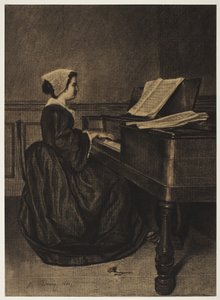 Vrouw bij het Spinet door François Bonvin
