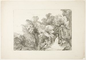 Een molenslot te midden van wilgen, plaat 97 uit figuren van verschillende karakters, landschappen en natuurstudies