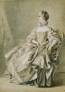 Een jonge vrouw zittend in profiel naar links door François Boucher