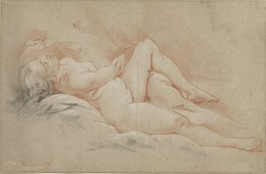 Achterover liggend vrouwelijk naakt door François Boucher