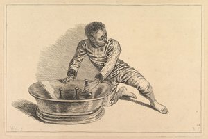 Afrikaan verwijdert flessen uit een koeler door François Boucher