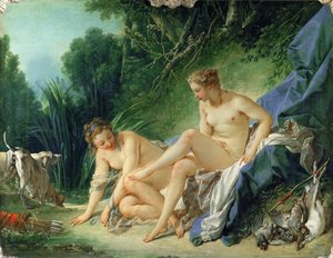 Diana na het bad door François Boucher
