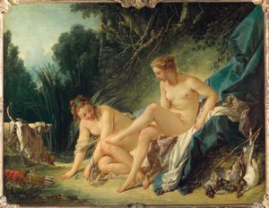 Diana komt uit het bad door François Boucher