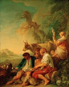 Herders met vee in een landschap