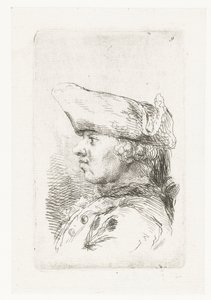 Hoofd van man met tricorne door François Boucher