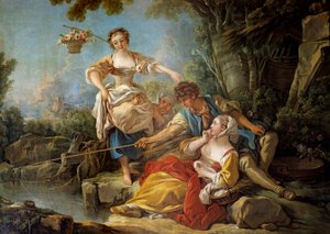 Vissen met de hengel door François Boucher