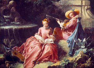 De muziekles. Schilderij door François Boucher, 18e eeuw. Parijs, Musée Cognacq Jay door François Boucher