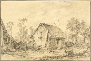 Landschap met Rustieke Cottage door François Boucher
