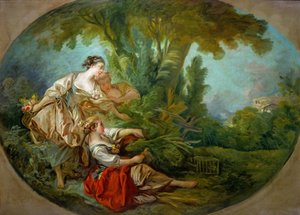 Lappeau, ook wel genoemd de vogel gevangen in de netten door François Boucher