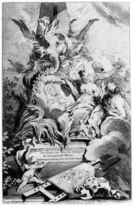 Les Graces au Tombeau de Watteau, ca. 1720-1770 door François Boucher