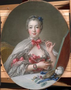 Madame de Pompadour aan haar toilet, ca. 1760 door François Boucher