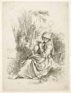 Boerin met een kruik door François Boucher
