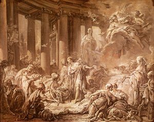 Psyche ontvangt de goddelijke eer (voorbereidende studie), c.1740 door François Boucher
