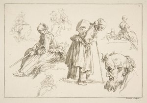 Blad met schetsen, 1753