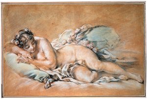 Slapende jonge vrouw, 1758 door François Boucher