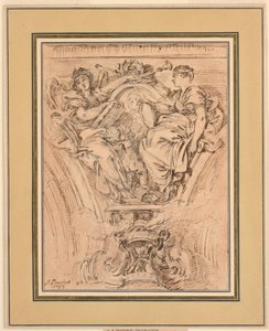 Spandrel Decoratie: Roem en Waarheid Applaudisseren Lodewijk XV door François Boucher