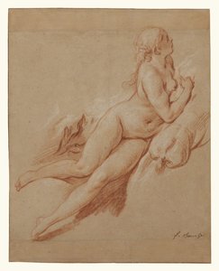 Studie van een liggend naakt door François Boucher