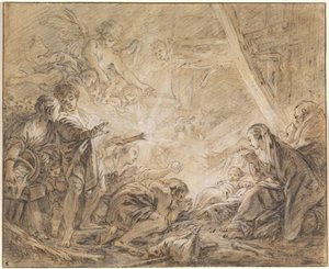 De aanbidding van de herders door François Boucher