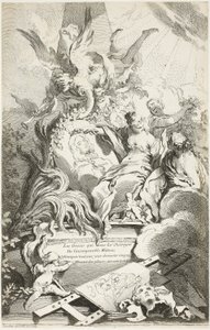 De Gratiën op het graf van Watteau door François Boucher
