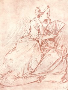 De dame met de waaier, 18e eeuw door François Boucher