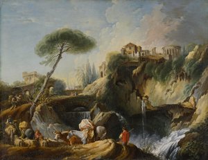 Uitzicht op Tivoli met de Tempel van Vesta, c.1749