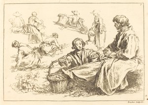 Figurenstudies inclusief Twee Zittende Boeren