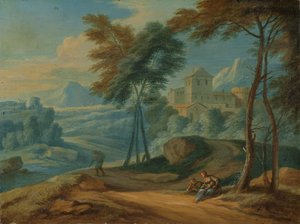 Italiaans Boslandschap met Figuren door François Boudewyns