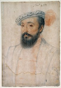 Portret van Monseigneur van Gordes (1513 - 1578). Tekening met rood krijt en zwarte steen door Clouet Francois (1515-1572)