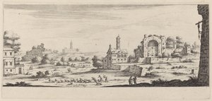 Uitzicht op de Zonnetempel in Rome door François Collignon after Israël Silvestre