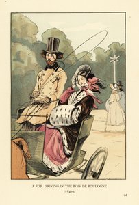 Een dandy rijdt in het Bois de Boulogne